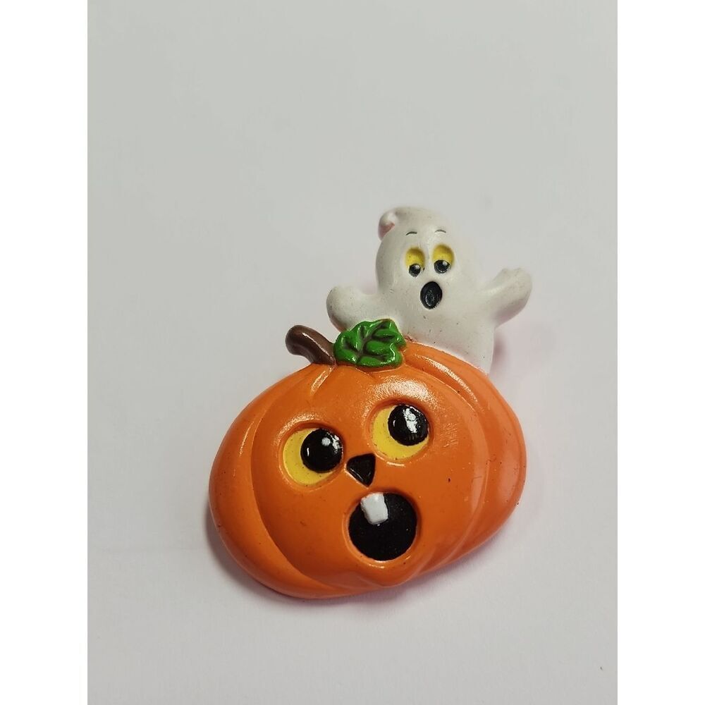 Russ Berrie Halloween Pin - Ghost & Pumpkin
